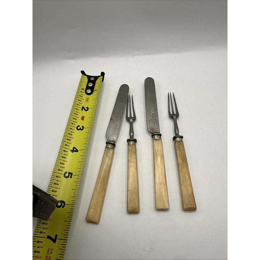 Antique Civil War Era Fork And Knife Set 4
